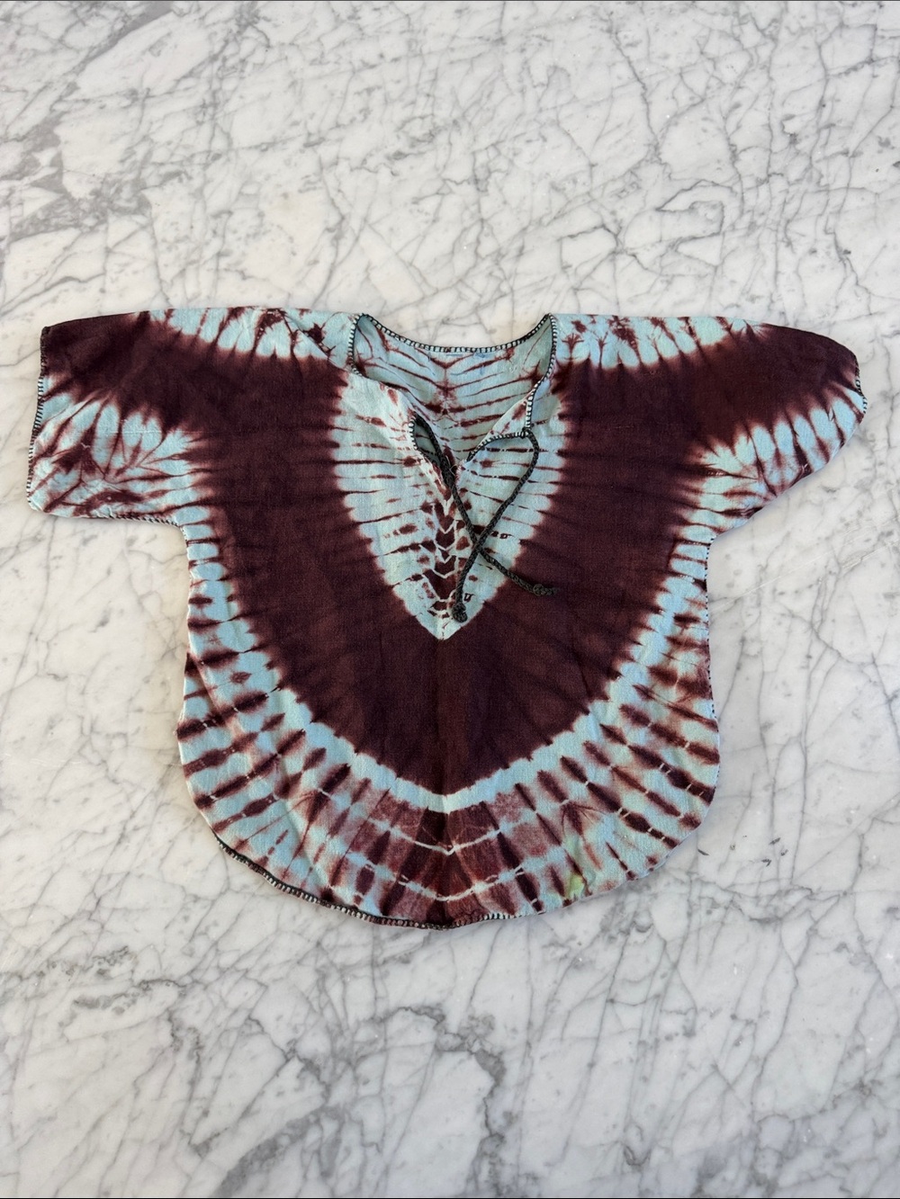 Tie-Dye Kids Hippie boho Top in Brown Light Blue Sz 5/6Y